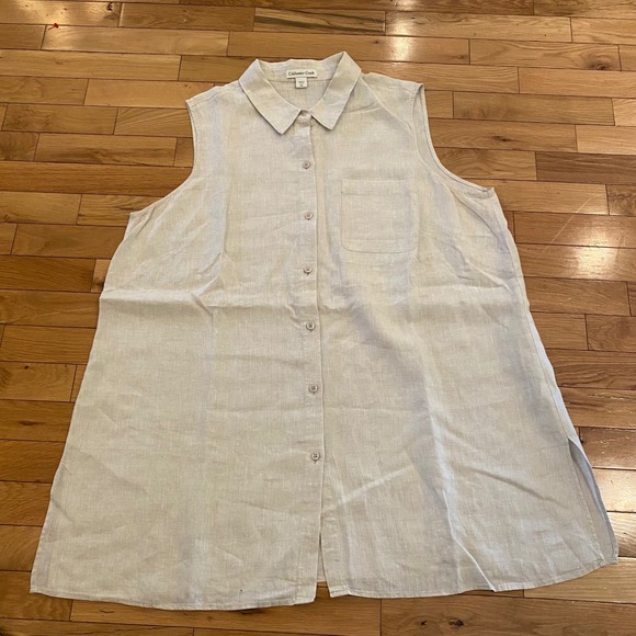 Coldwater Direct Tops - Coldwater Creek Womens 100% Linen Top Sleeveless Size 2x